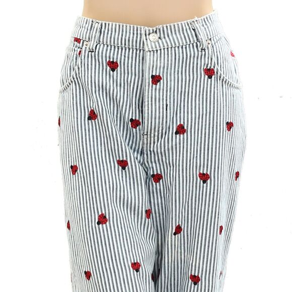 Free People We The Free Bugged Out Straight-Leg Jeans Pants Ladybug S-27 282251 - Picture 6 of 10